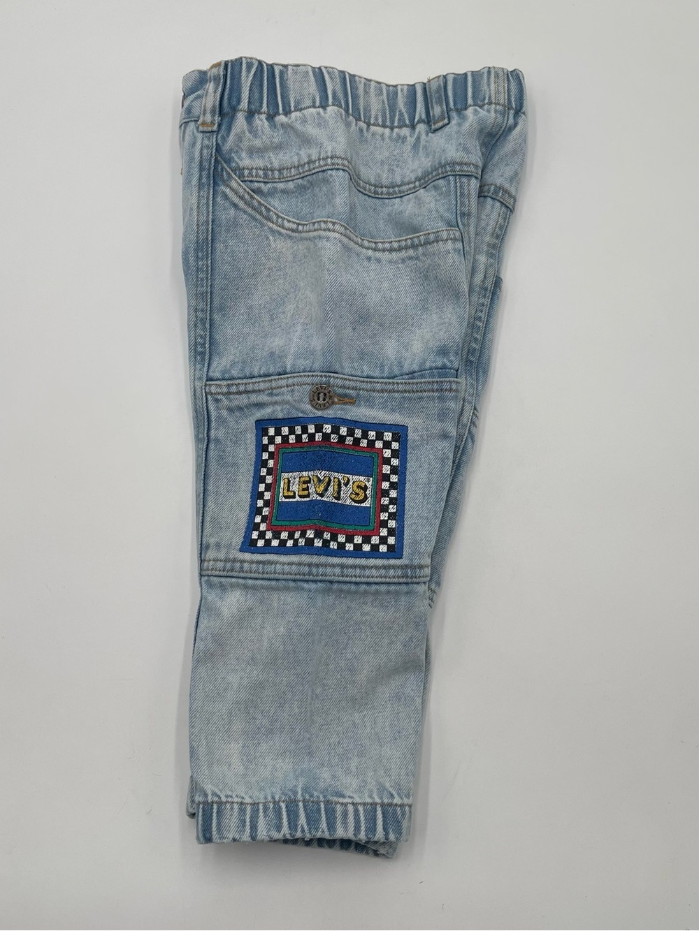 Vintage 80s 90s Little Levis Denim Jeans Kids Toddler Size 3T Cargo Checkered - Picture 5 of 12